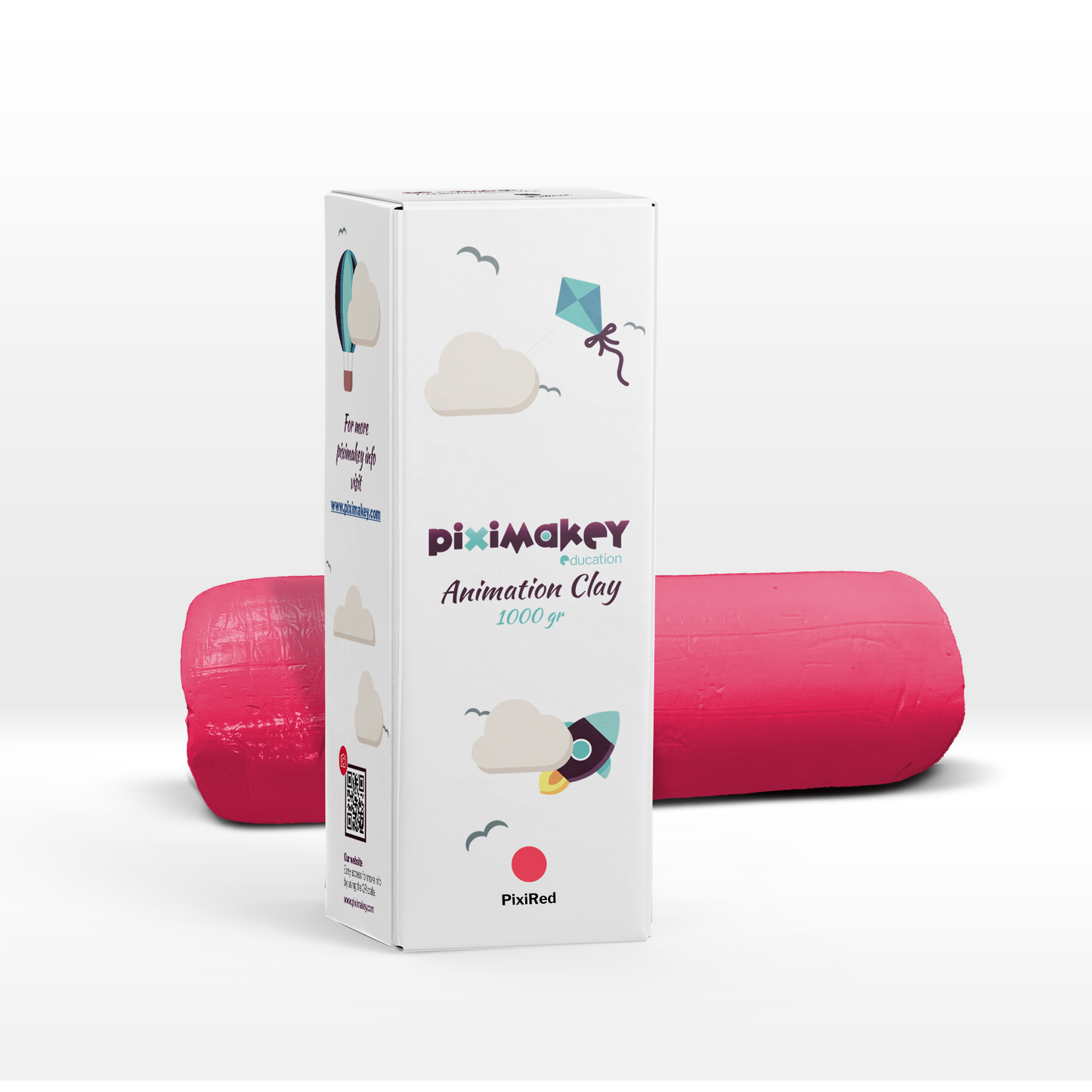 Piximakey Animation Clay i rød (Pixi Magenta Red), 1 kg rulle